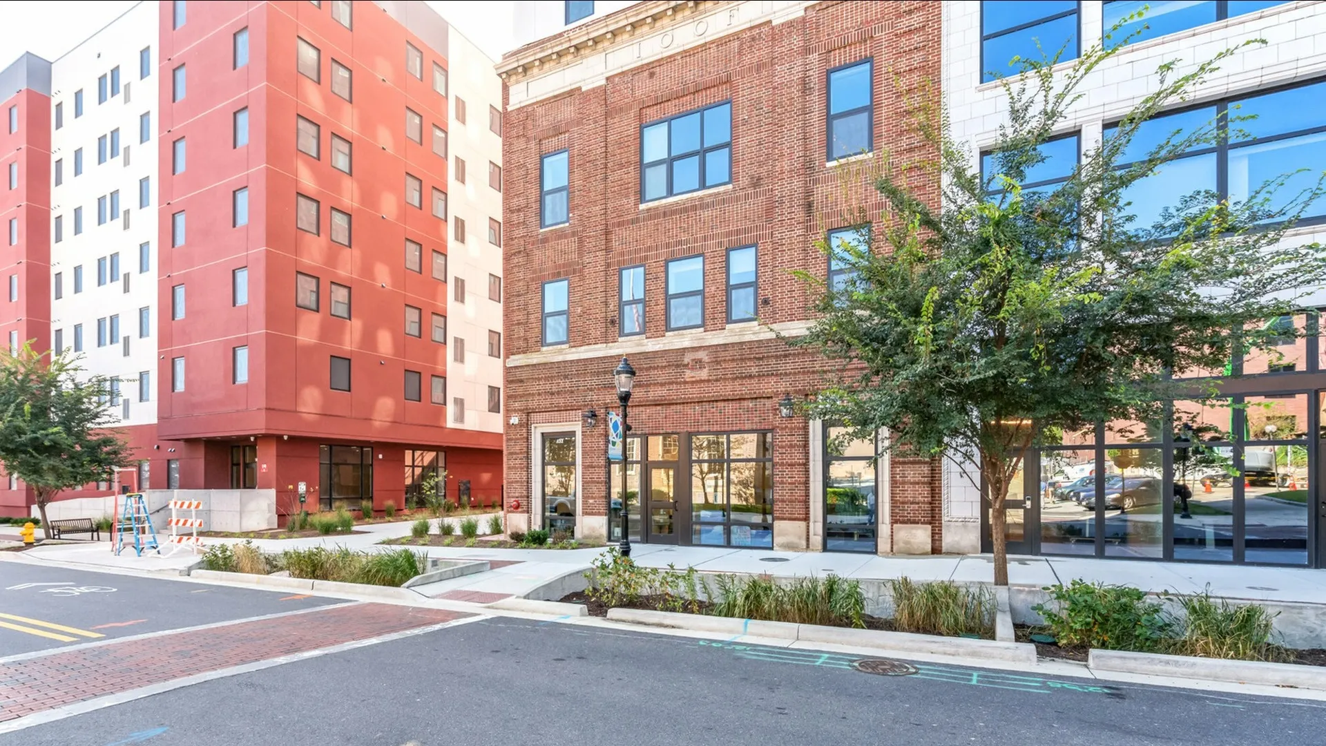 Urban mixed-use development streetscape